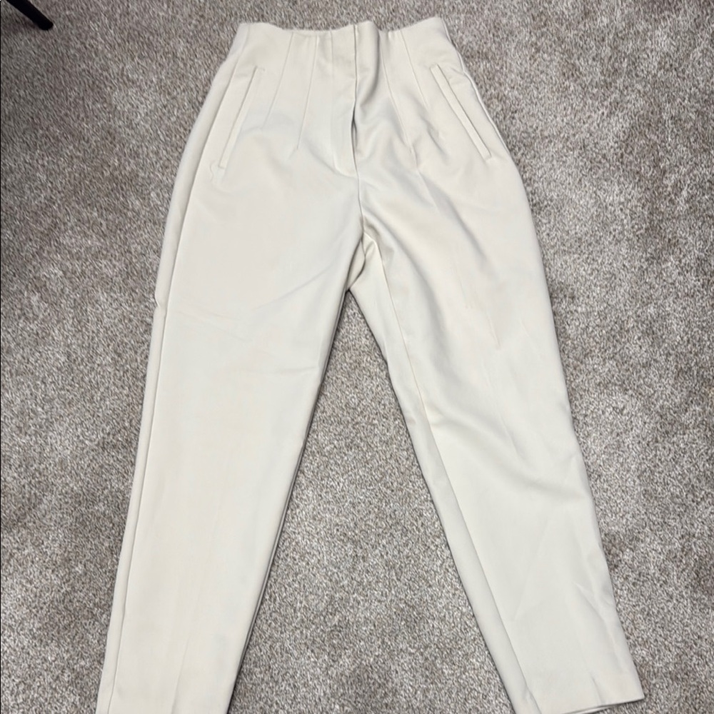 Zara Cream High-Waisted Pants